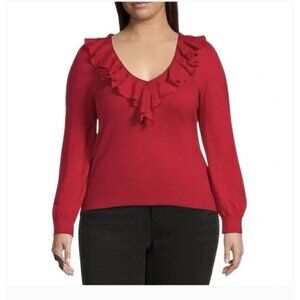 Lauren Ralph Lauren black label red ruffle sweater size 3x